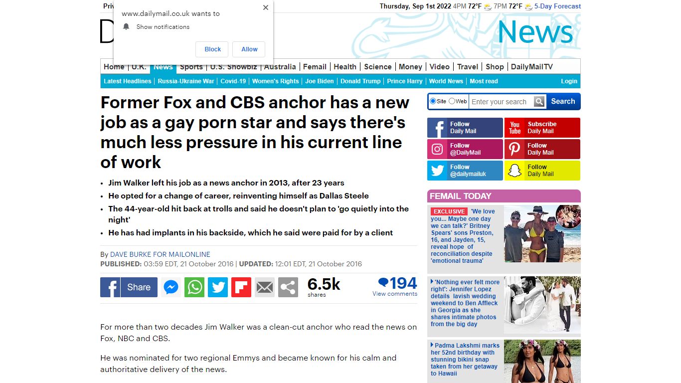 Former Fox and CBS anchor has a new job as a gay porn star