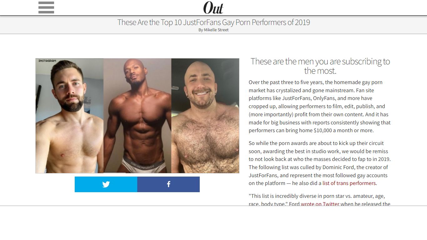 These Are the Top 10 JustForFans Gay Porn Performers of 2019 - Out